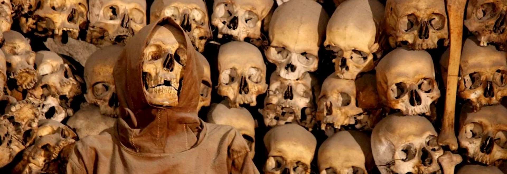 Skulls in the Roman Catacombs in Italy