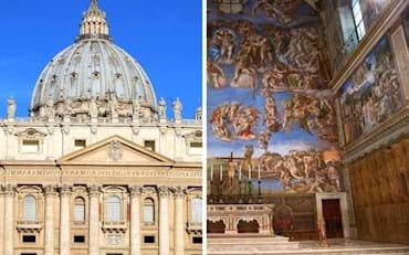 Main attractions to be seen in the Vatican City, St. Peter's Basilica and Sistine Chapel