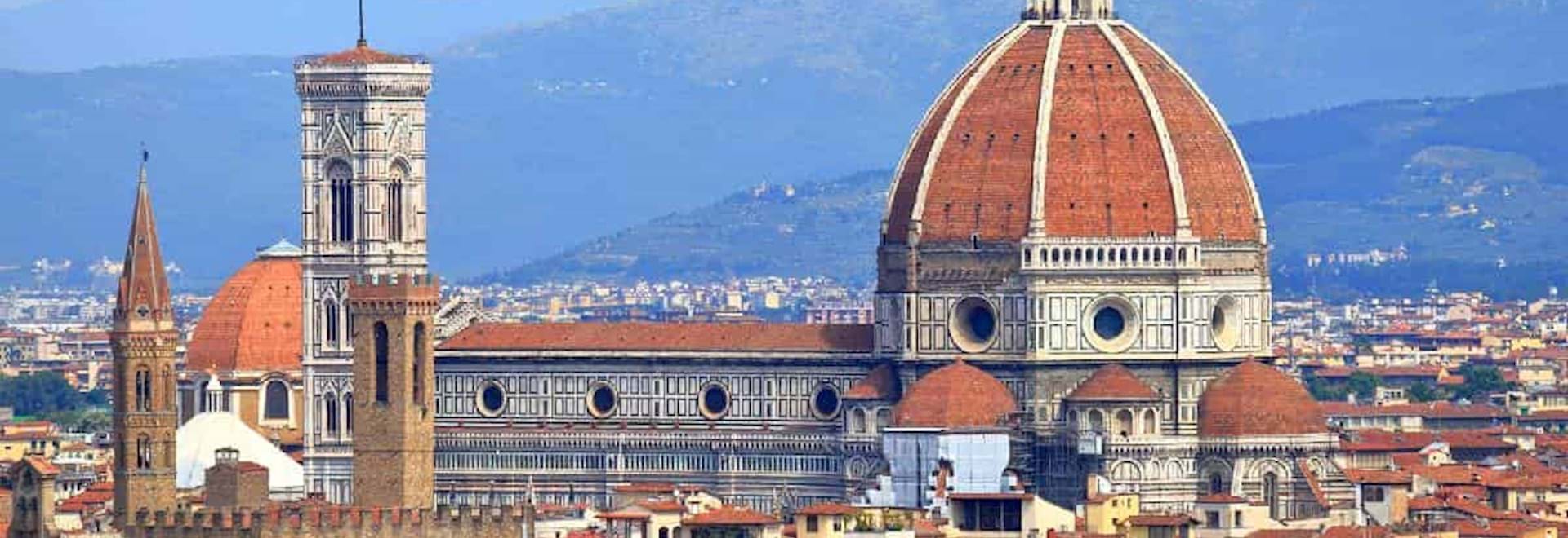Panoramic view of the Cathedral of Santa Maria del Fiore in Florence with his Dome and the Bell Tower