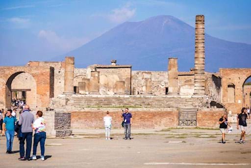 Tourists visiting Pompeii