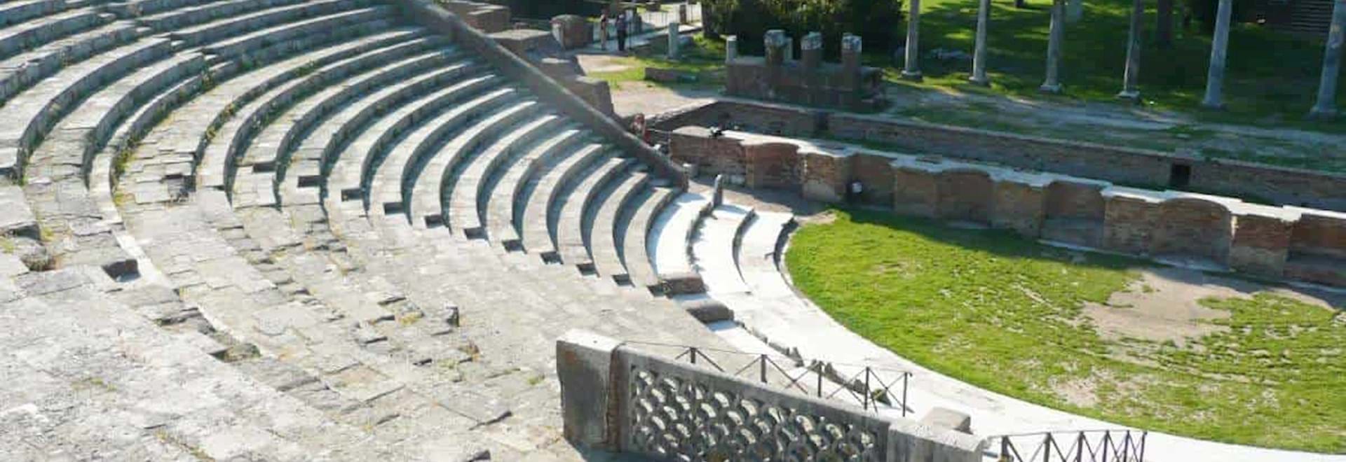 View of the amphitheatre in Ostia from the top
