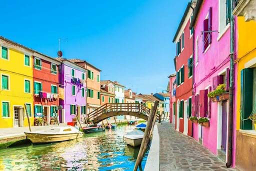 Beautiful view of the canal in Burano