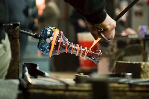 Live glass blowing experience in Murano