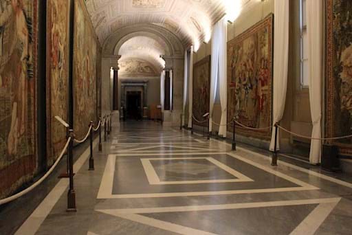 An empty corridor in  the Vatican Museums